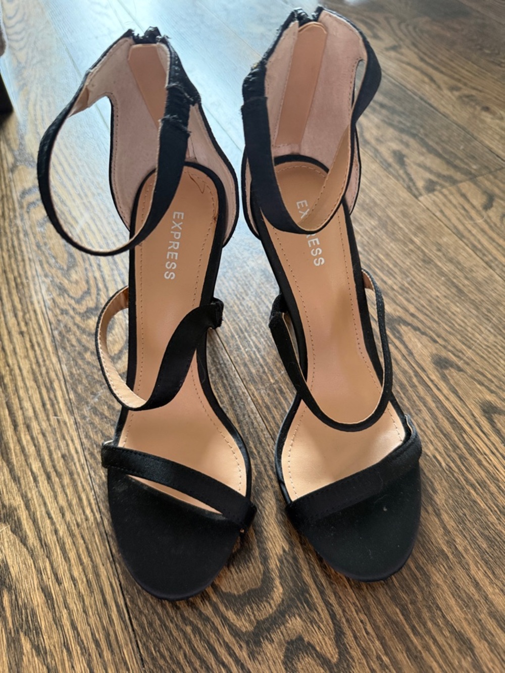 Express Black Open-Toe Strappy Ankle-Heel Sandals